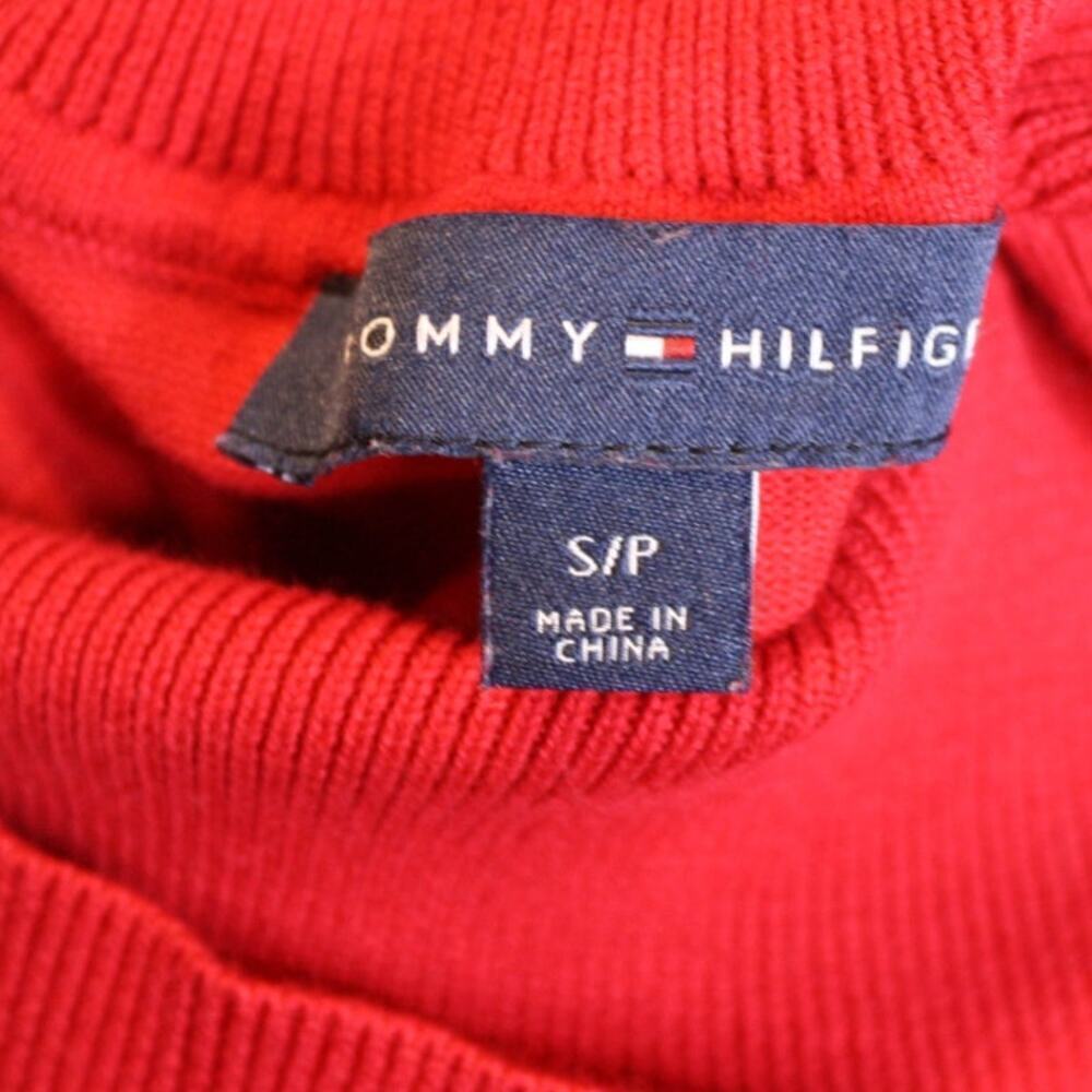Tommy Hilfiger Turtleneck Sweater Embroidered Signature Red Size SP - Picture 5 of 6